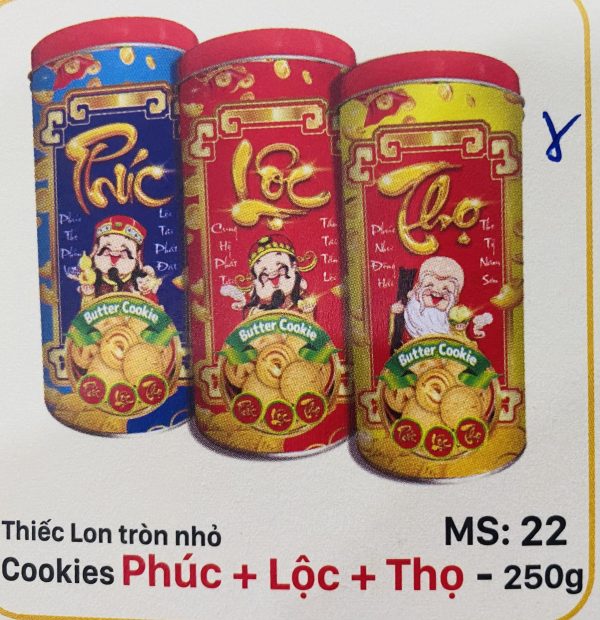 Cookies phúc lộc thọ (lon tròn nhỏ 250g)