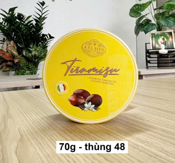Socola bọc hạnh nhân Ý Kelson Tiramisu (Hộp thiếc tròn 70gr) - Hình ảnh 3