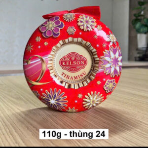 Socola bọc hạnh nhân Ý Kelson Tiramisu (Hộp thiếc hoa & đồng hồ 110gr)