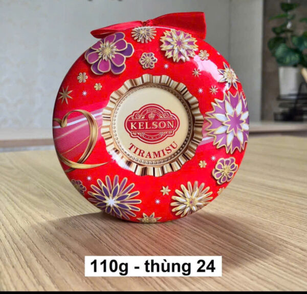 Socola bọc hạnh nhân Ý Kelson Tiramisu (Hộp thiếc hoa & đồng hồ 110gr)