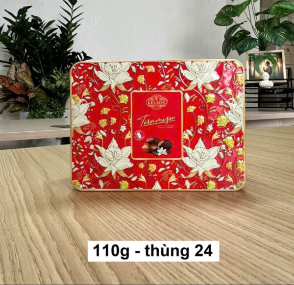Socola bọc hạnh nhân Ý Kelson Tiramisu (Hộp thiếc 110gr)