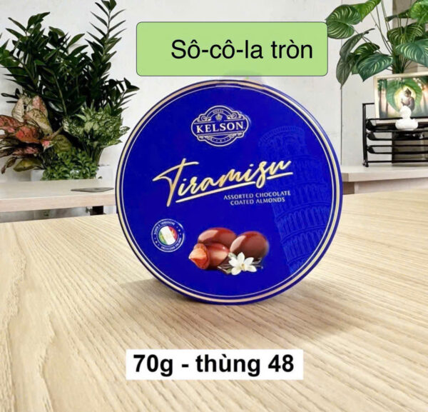 Socola bọc hạnh nhân Ý Kelson Tiramisu (Hộp thiếc tròn 70gr) - Hình ảnh 4
