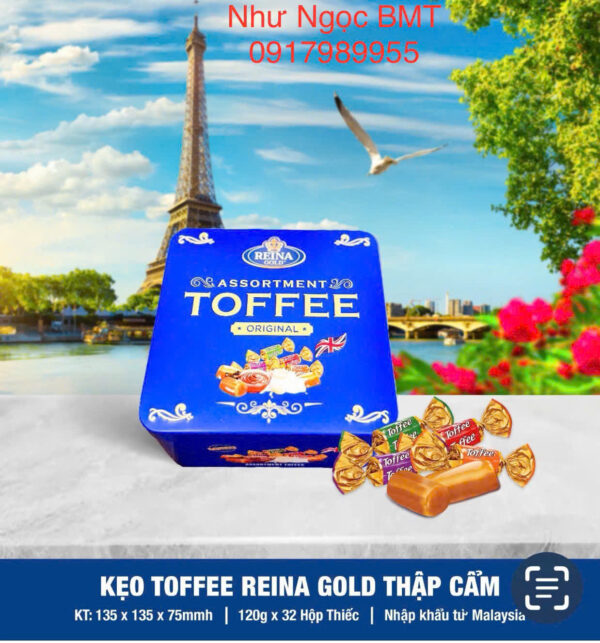 Kẹo bơ cứng hỗn hợp Reina Gold (Hộp thiếc vuông) - Hình ảnh 2