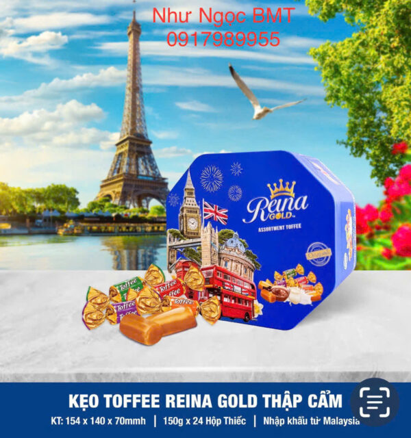 Kẹo bơ cứng hỗn hợp Reina Gold (Hộp thiếc London) - Hình ảnh 2