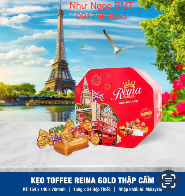 Kẹo bơ cứng hỗn hợp Reina Gold (Hộp thiếc London)