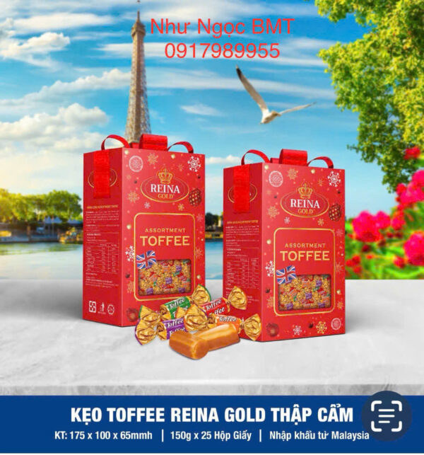 Kẹo bơ cứng hỗn hợp Reina Gold (Hộp giấy đứng)