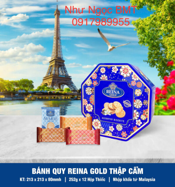 Bánh quy hỗn hợp Reina Gold (Hộp thiếc hoa 252gr) - Hình ảnh 2