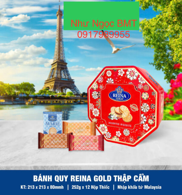 Bánh quy hỗn hợp Reina Gold (Hộp thiếc hoa 252gr)
