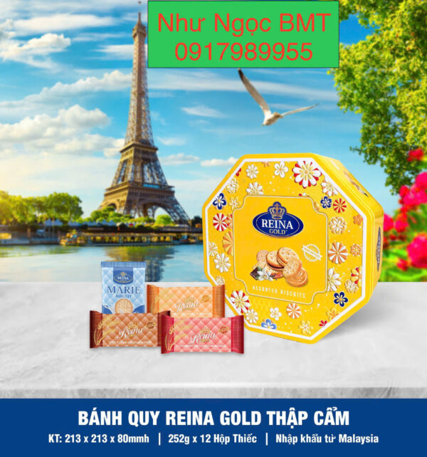 Bánh quy hỗn hợp Reina Gold (Hộp thiếc hoa 252gr) - Hình ảnh 3