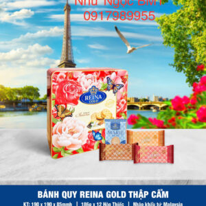 Bánh quy hỗn hợp Reina Gold (Hộp thiếc vuông hoa 186gr)