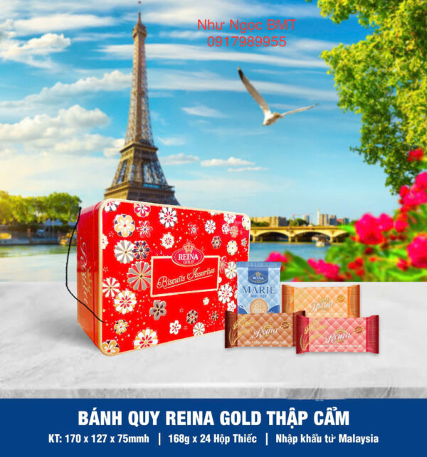 Bánh quy hỗn hợp Reina Gold (Hộp thiếc 168gr) - Hình ảnh 2
