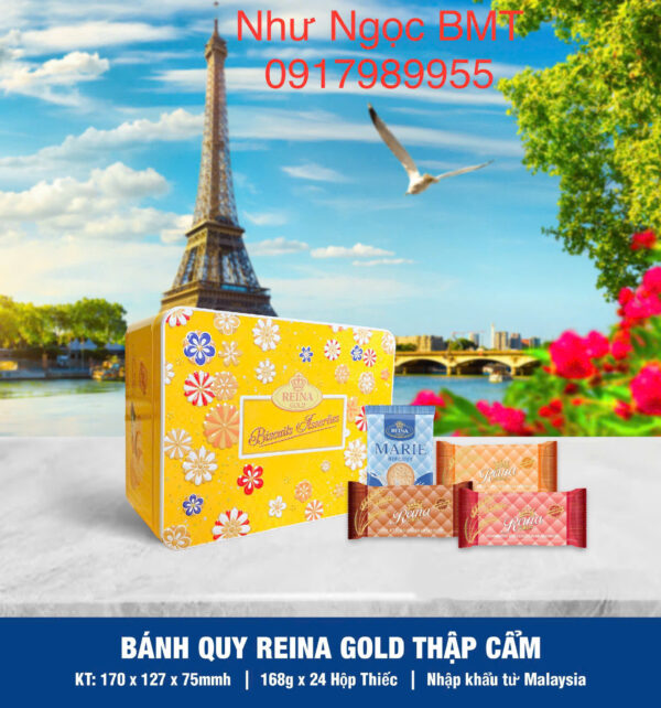 Bánh quy hỗn hợp Reina Gold (Hộp thiếc 168gr) - Hình ảnh 4