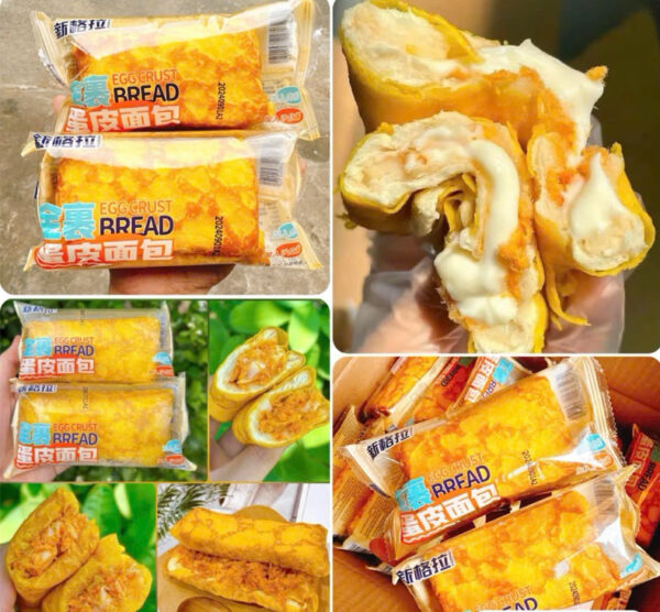Bánh mì gối cuộn vở trứng sốt salad chà bông xingera